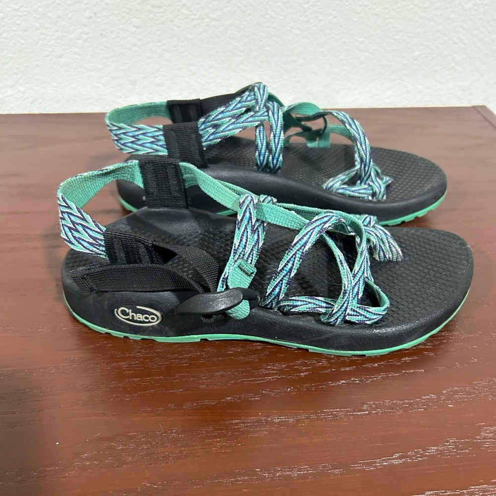 Chaco Z Cloud Hiking / Sport Sandals Green / blue/ black Size 6